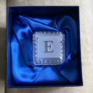 NEW, Vintage 1988 Waterford Cut Crystal Baby Block Paperweight